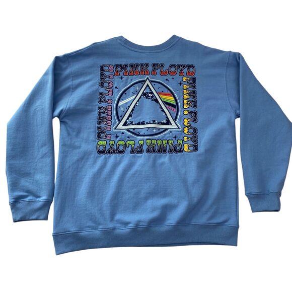 Pink Floyd Sweatshirt Womens Medium Blue Embroidered Pullover Music Retro - Picture 1 of 10